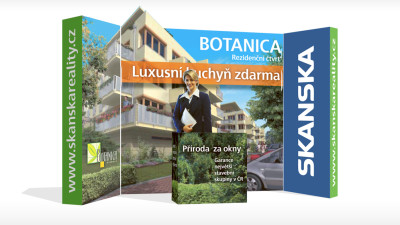 Promo stánek rezidenčního projektu Botanica<br>Skanska Development